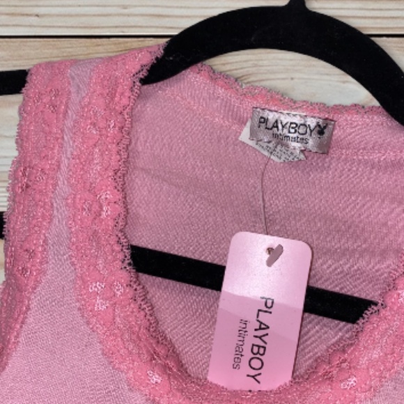 Playboy Y2K pink tank top lace detailing NWT - Picture 3 of 5